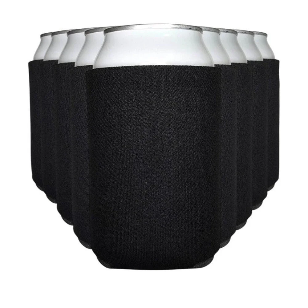 Veracco Neoprene Insulated Blank Can Cooler Sleeves, Koozie Black, 12 Pack, 4 in